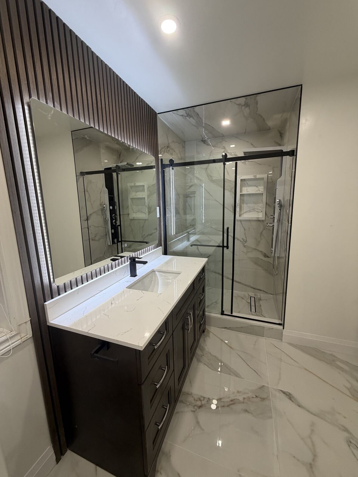 Glass Shower & Custom Vanity